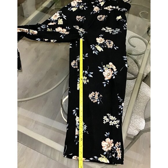 XHILARATION WOMENS BLACK FLORAL PULLOVER WIDE LEG STRAPPY JUMPSUIT SIZE MEDIUM - Picture 8 of 8